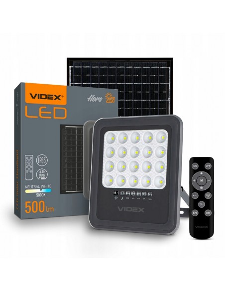 LAMPA solarna NAŚWIETLACZ HALOGEN LED + PANEL SOLARNY VIDEX 5000 mAh 16W