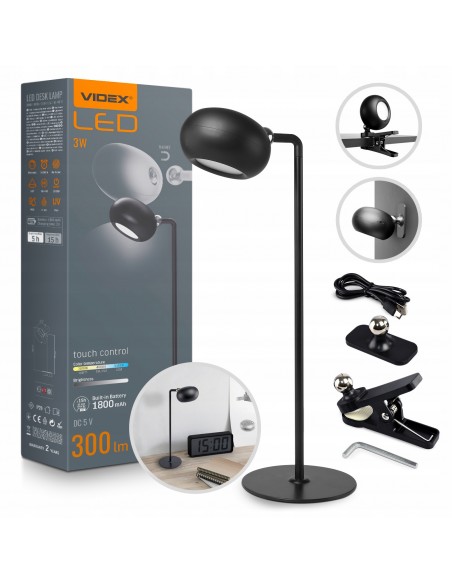Lampka biurkowa LED VIDEX VLE-TF18B magnetyczna 3W 300lm