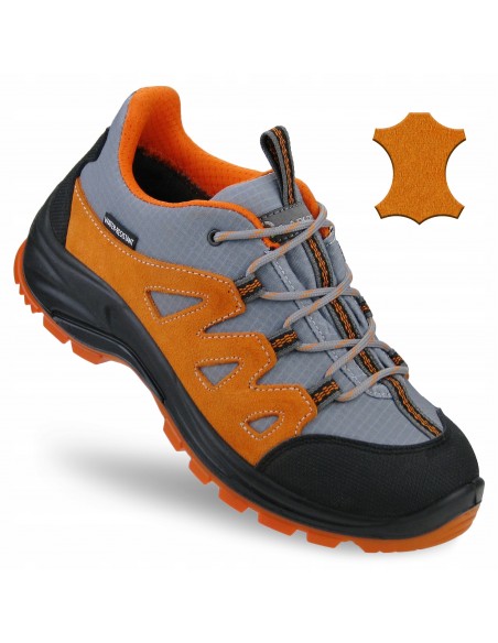 Buty damskie dziecięce skórzane trekkingowe GARSPORT ONE TEX LOW CHILD grey/orange