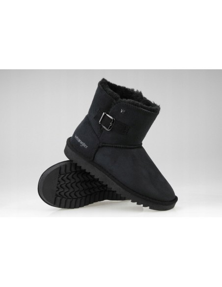 Buty damskie zimowe botki z futerkiem WRANGLER ELSA buckle black