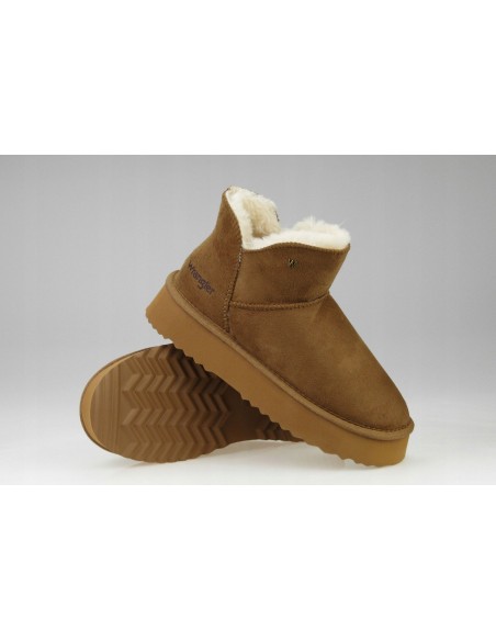 Buty damskie zimowe botki z futerkiem WRANGLER ELSA PLATFORM almond