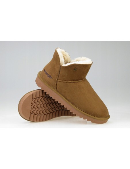 Buty damskie zimowe botki z futerkiem WRANGLER ELSA almond