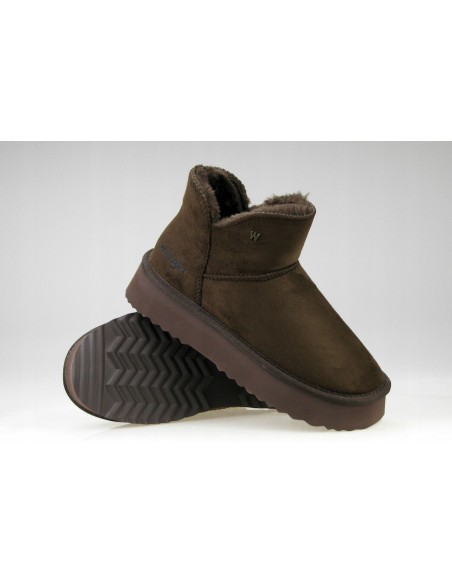 Buty damskie zimowe botki z futerkiem WRANGLER ELSA PLATFORM chestnut