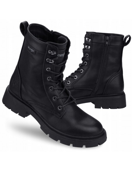 Buty damskie zimowe botki trapery WRANGLER LOUISA triple black