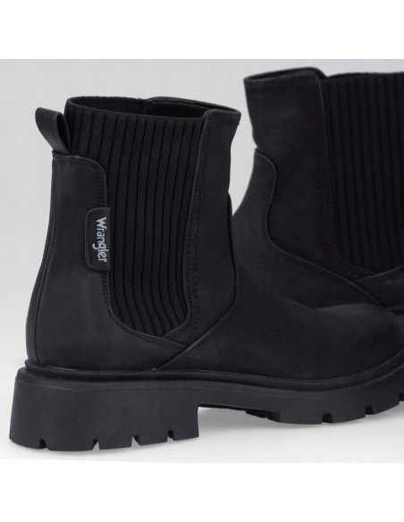 Buty damskie botki sztyblety WRANGLER JOSIE high triple black