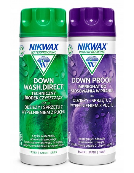 NIKWAX zestaw DOWN WASH/DOWN PROOF pranie i impregnacja puchu 2x300ml