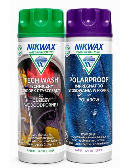 NIKWAX zestaw TECH WASH/POLAR PROOF pranie i integracja polarów 2x300ml