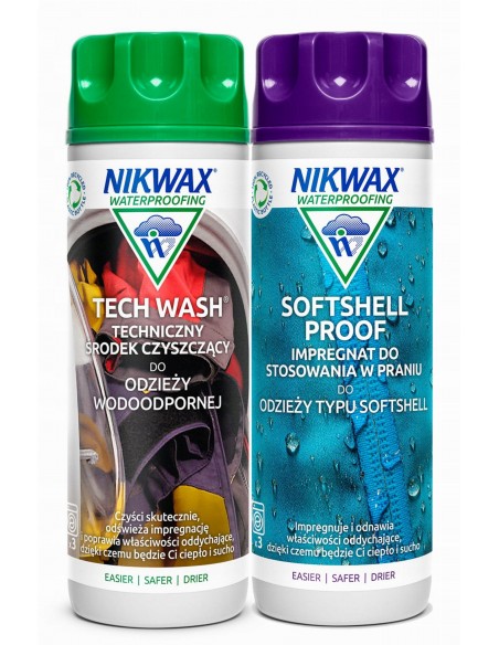 NIKWAX zestaw TECH WASH/SOFTSHELL PROOF 2x300ml pranie i integracja softshell