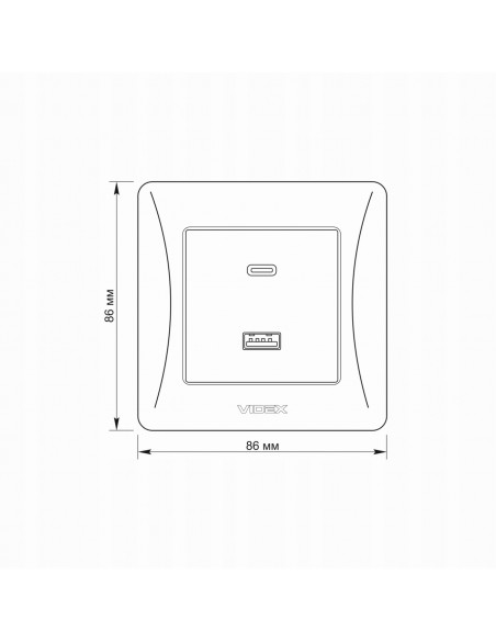 Gniazdo z mocną ładowarką USB A+C ładowarka w gnieździe VIDEX białe PD20W