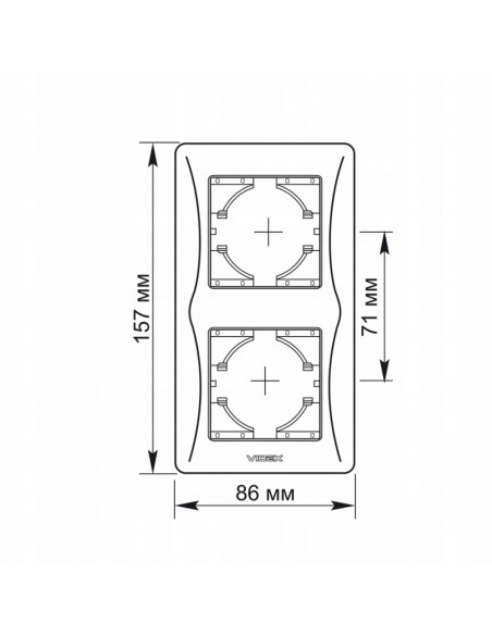 Ramka do montowania gniazd VIDEX podwójna 2-krotna czarna PIONOWA