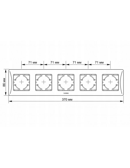 Ramka do montowania gniazd VIDEX 5-krotna biała na 5 gniazd POZIOMA