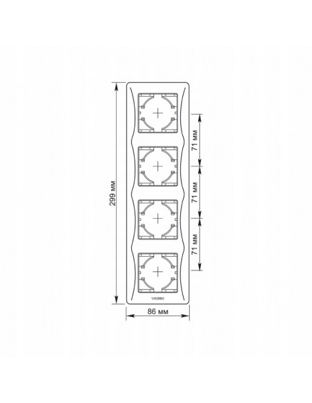 Ramka do montowania gniazd VIDEX poczwórna 4-krotna biała PIONOWA