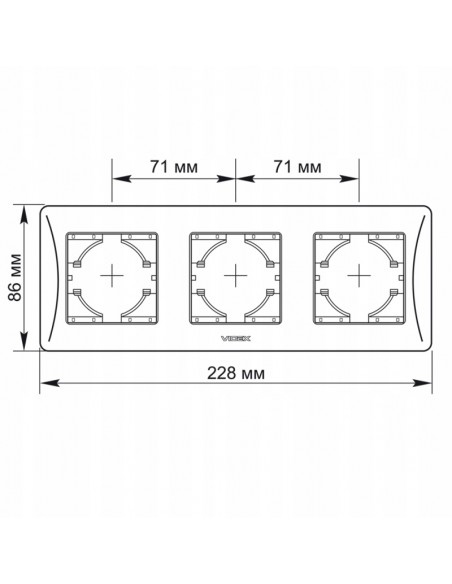 Ramka do montowania gniazd VIDEX potrójna 3-krotna biała POZIOMA