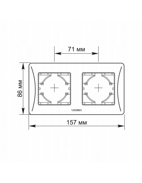 Ramka do montowania gniazd VIDEX podwójna 2-krotna biała POZIOMA