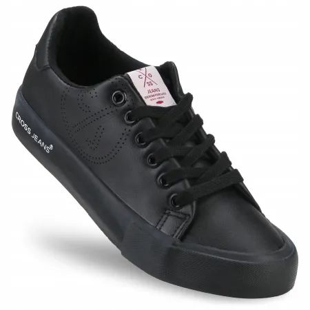 TRAMPKI buty damskie CROSS JEANS sneakersy skórzane czarne JJ2R4054 37