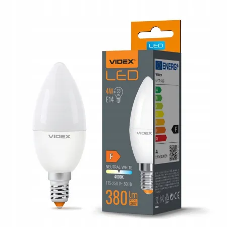 ŻARÓWKA LED 4W energooszczędna 380Lm VIDEX C37 4000K neutralny biały E14