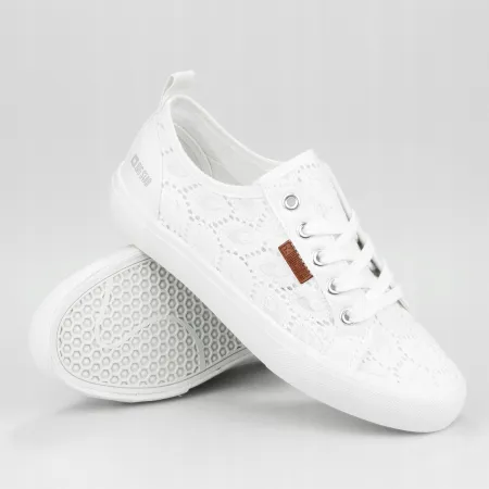TRAMPKI damskie KORONKOWE buty BIG STAR z koronki W274925 białe 37