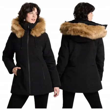 KURTKA PARKA damska zimowa CROSS JEANS z KAPTUREM z futerkiem L