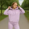 BLUZA damska CAMPUS kangurka dresowa z KAPTUREM bawełniana różowa S