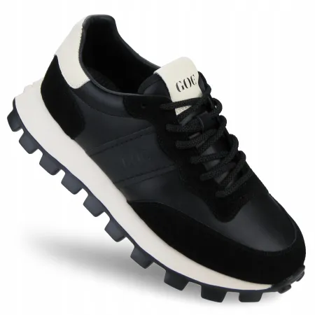 BUTY sportowe męskie GOE sneakersy SKÓRZANE czarne OO1N4001 44