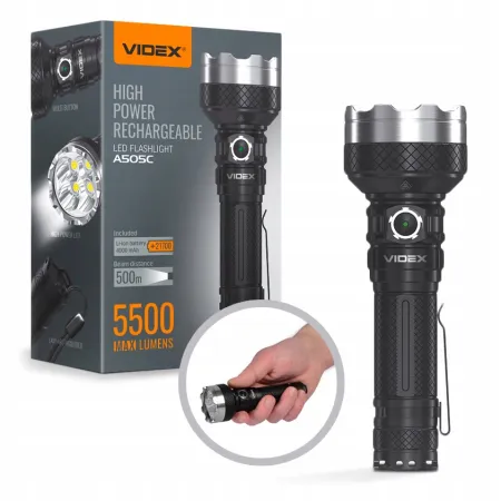 Latarka LED VLF-A505C VIDEX wodoodporna akumulatorowa USB-C 20W 5500lm IP68