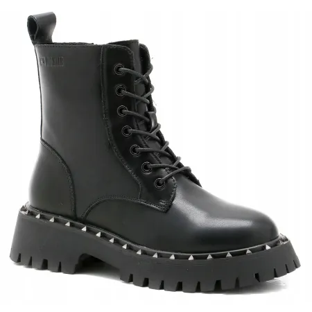 BOTKI buty ZIMOWE damskie BIG STAR glany SKÓRZANE OO274A251 CZARNE 40