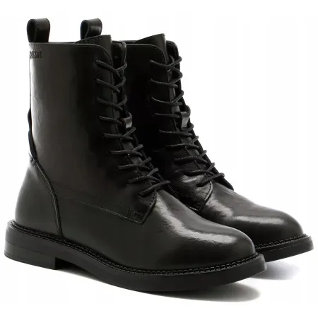 BOTKI buty ZIMOWE damskie BIG STAR glany SKÓRZANE SS274480 czarne 39