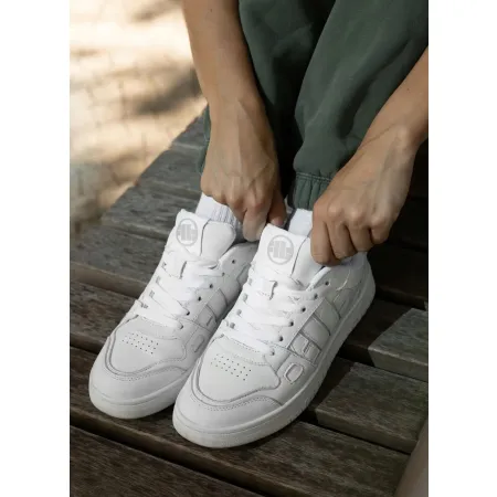 BUTY sportowe męskie PITBULL skórzane SNEAKERSY miejskie ELKWOOD białe 40