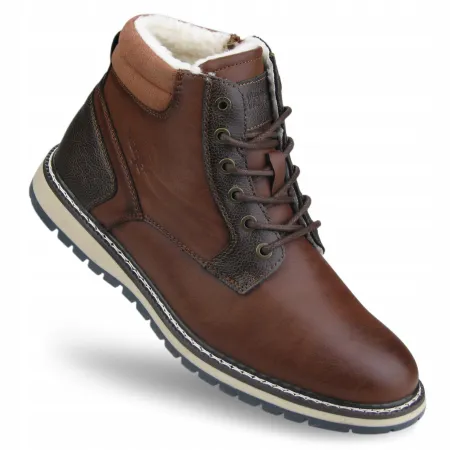 Buty męskie WRANGLER wysokie TRAPERY trzewiki za kostkę HUCK brązowe 45