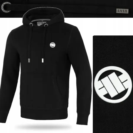 BLUZA męska z KAPTUREM PIT BULL SMALL LOGO gruba 360GSM czarna KANGURKA S