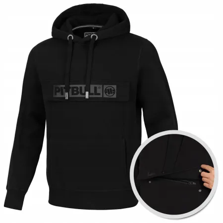 BLUZA męska z KAPTUREM PIT BULL gruba 360GSM KANGURKA PITBULL czarna XL