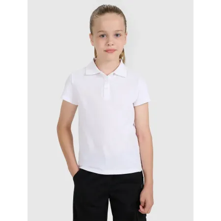 4F KOSZULKA POLO dziewczęca T-SHIRT z kołnierzykiem TPTSF613 bawełniana 134