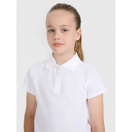 4F KOSZULKA POLO dziewczęca T-SHIRT z kołnierzykiem TPTSF613 bawełniana 134