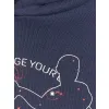 BLUZA 4F dziecięca z KAPTUREM chłopięca dresowa kangurka granatowa 128