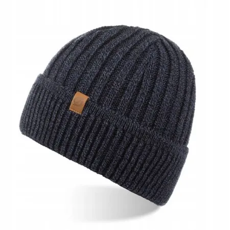 CZAPKA męska BRODRENE CZ12 Beanie Wywijana Czapka Zimowa Ciepła Granat