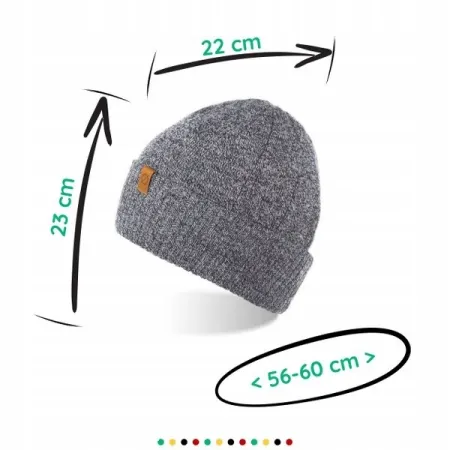 CZAPKA męska BRODRENE CZ8 Beanie Wywijana Czapka Zimowa Ciepła Szara