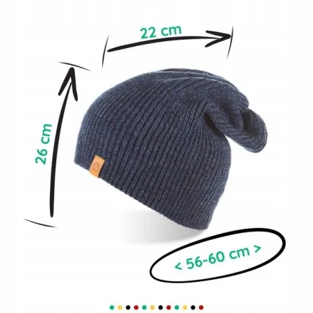 CZAPKA męska BRODRENE CZ7 Beanie Zimowa Ciepła Elegancka Modna Granatowa