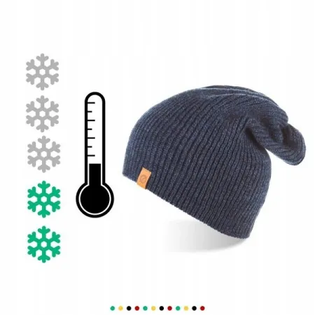 CZAPKA męska BRODRENE CZ7 Beanie Zimowa Ciepła Elegancka Modna Granatowa