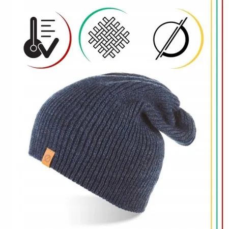 CZAPKA męska BRODRENE CZ7 Beanie Zimowa Ciepła Elegancka Modna Granatowa