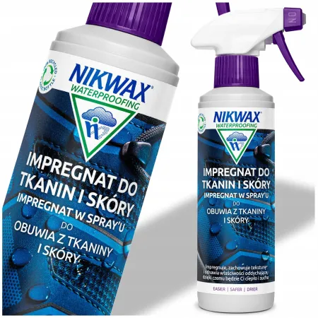 IMPREGNAT do OBUWIA do tkanin i skóry NIKWAX spray ochrona przed wodą 300ml