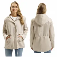 KURTKA damska PARKA wiosenna z kapturem CROSS JEANS casual beżowa L