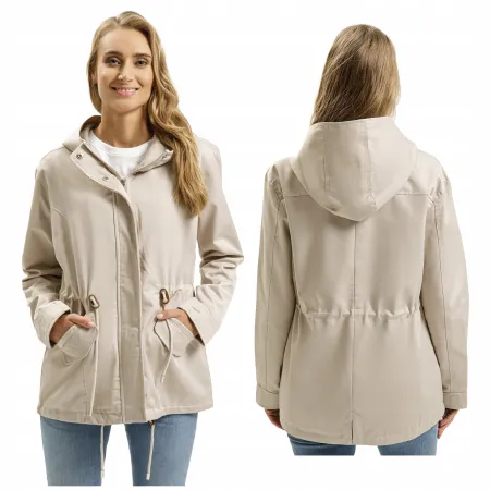 KURTKA damska PARKA wiosenna z kapturem CROSS JEANS casual beżowa S