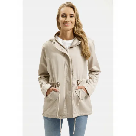 KURTKA damska PARKA wiosenna z kapturem CROSS JEANS casual beżowa S