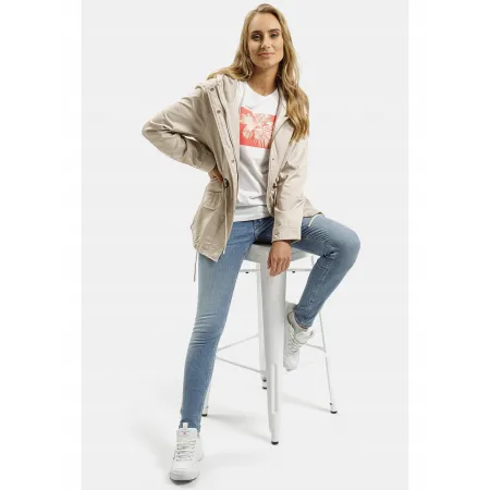 KURTKA damska PARKA wiosenna z kapturem CROSS JEANS casual beżowa S