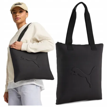 TOREBKA damska duża NA RAMIĘ torba zakupowa miejska PUMA shopper czarna
