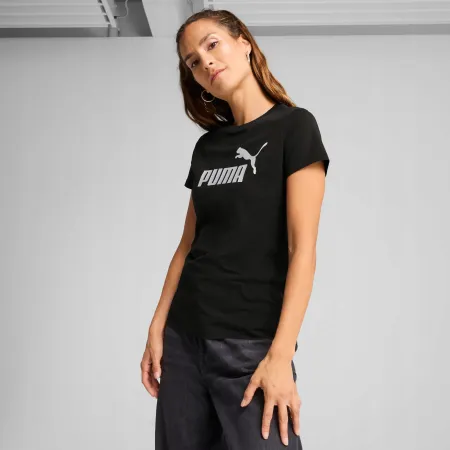 Koszulka damska T-SHIRT PUMA 631536-01 czarna bawełniana ESS METALLIC S