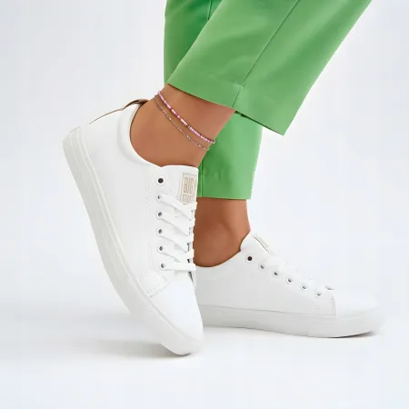 TRAMPKI damskie buty BIG STAR tenisówki niskie z ekoskóry TT274001 białe 36