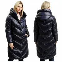 PŁASZCZ puchowy damski Cross Jeans KURTKA z kapturem zimowa pikowana XL