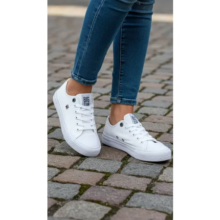 TRAMPKI damskie BUTY tenisówki tekstylne BIG STAR niskie białe AA274010 38