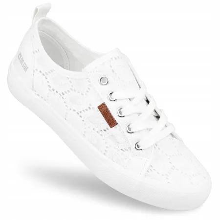 TRAMPKI damskie KORONKOWE buty BIG STAR z koronki W274925 białe 40